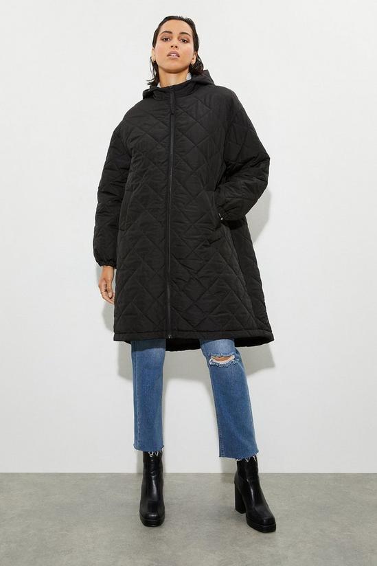 Dorothy Perkins Oversized Hooded Diamond Quilted Parka Coat 6