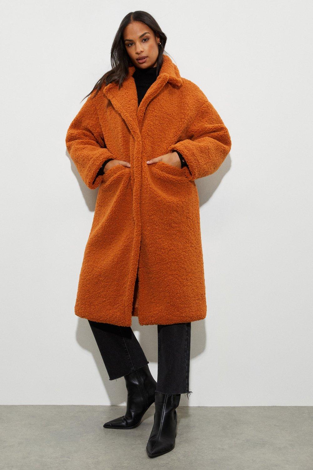 Womens Longline Oversized Teddy Coat