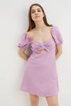Dorothy Perkins Lilac Gingham Puff Sleeve Mini Dress thumbnail 1