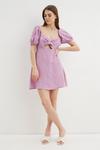 Dorothy Perkins Lilac Gingham Puff Sleeve Mini Dress thumbnail 2