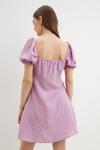 Dorothy Perkins Lilac Gingham Puff Sleeve Mini Dress thumbnail 3