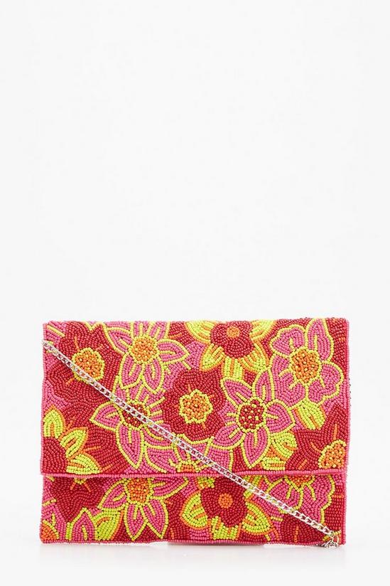Dorothy Perkins Bright Floral Beaded Clutch Bag 2
