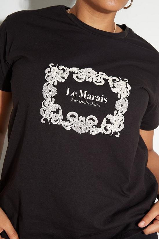 Dorothy Perkins Curve Black Le Marais Slogan T Shirt 4