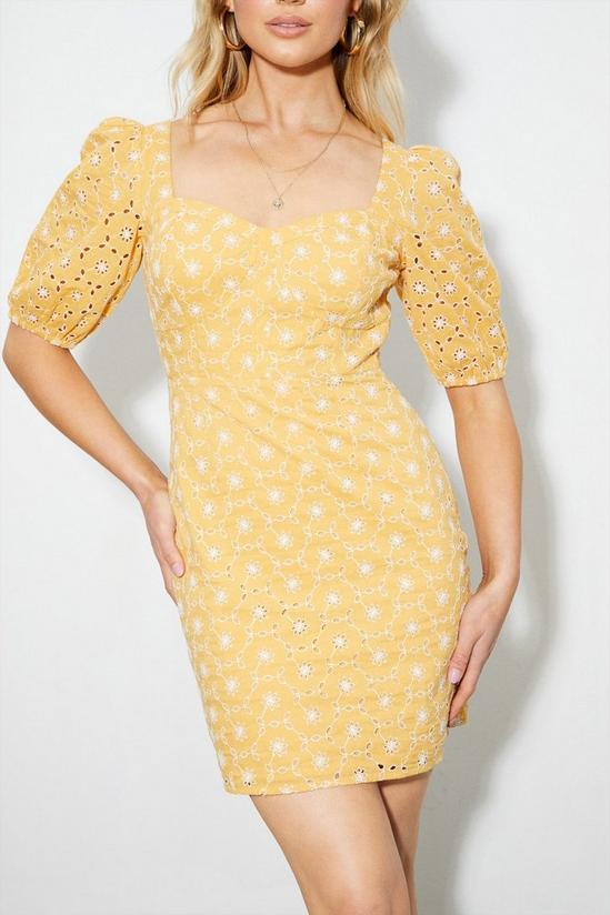 Dorothy Perkins Yellow Broderie Corset Detail Mini Dress 4