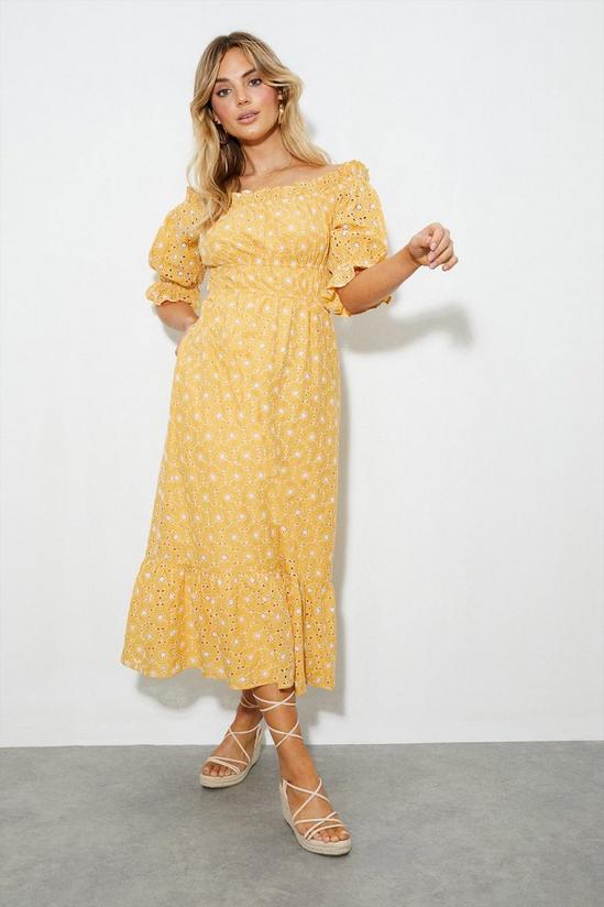 Dorothy Perkins Yellow Broderie Bardot Midaxi Dress 2