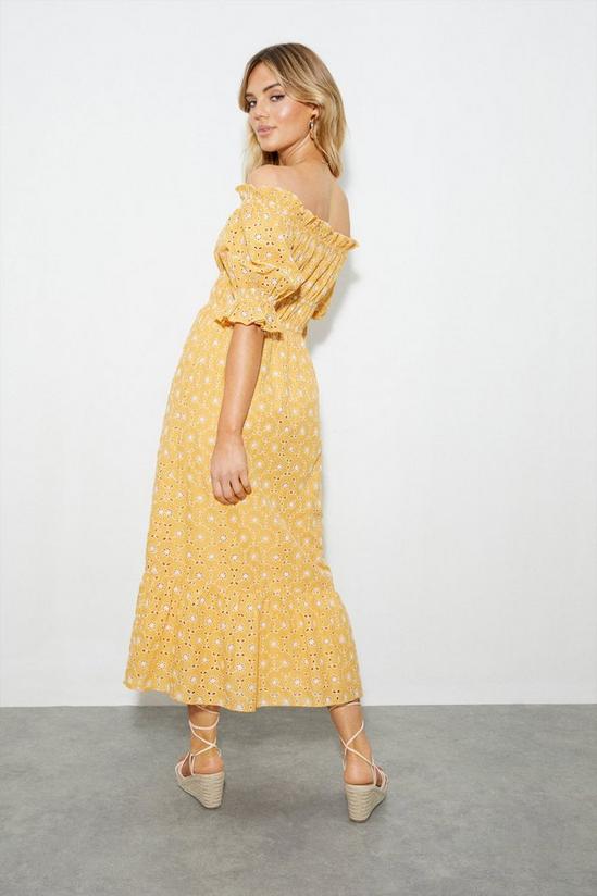 Dorothy Perkins Yellow Broderie Bardot Midaxi Dress 3