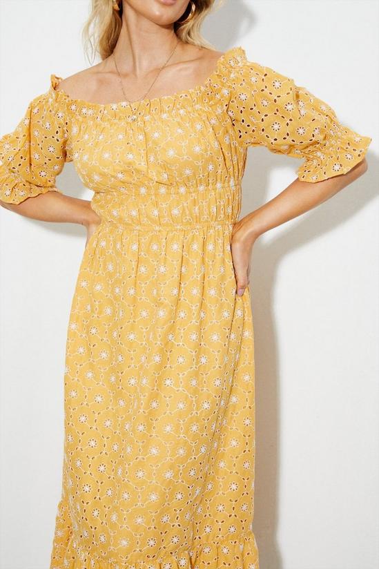 Dorothy Perkins Yellow Broderie Bardot Midaxi Dress 4