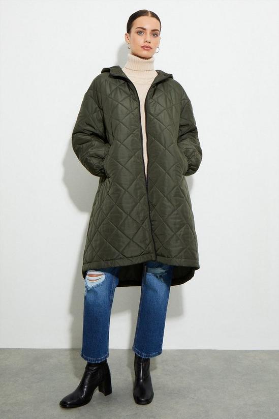 Dorothy Perkins Petite Oversized Hooded Diamond Quilted Parka Coat 2