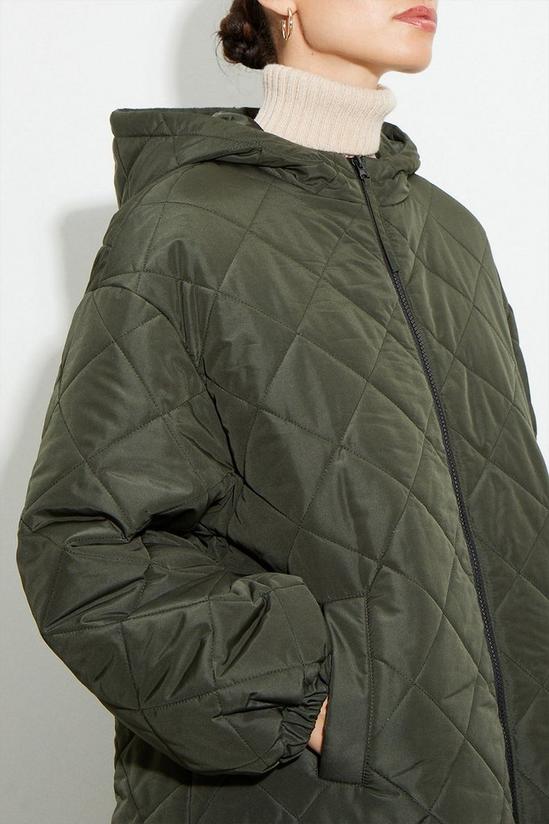 Dorothy Perkins Petite Oversized Hooded Diamond Quilted Parka Coat 4