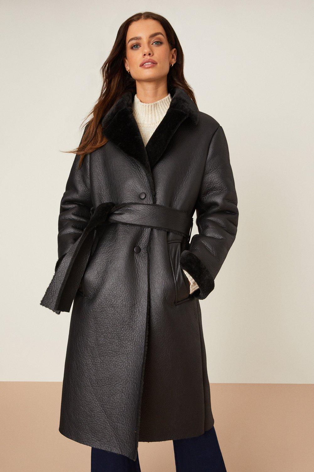 Jackets & Coats | Petite Luxe Faux Fur Belted Wrap Coat | Dorothy Perkins