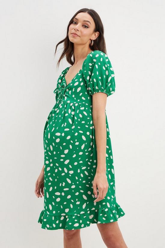 Dorothy Perkins Maternity Green Print Ruched Front Mini Dress 2