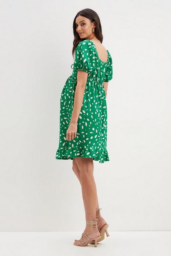 Dorothy Perkins Maternity Green Print Ruched Front Mini Dress 3