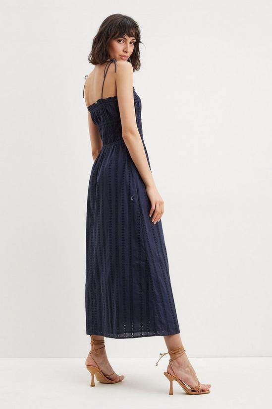Dorothy Perkins Tall Navy Broderie Ruched Midi Dress 3