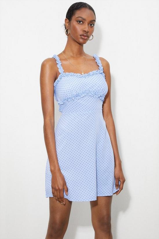 Dorothy Perkins Tall Blue Spot Frill Cami Mini Dress 2