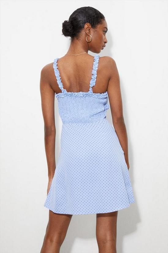 Dorothy Perkins Tall Blue Spot Frill Cami Mini Dress 3