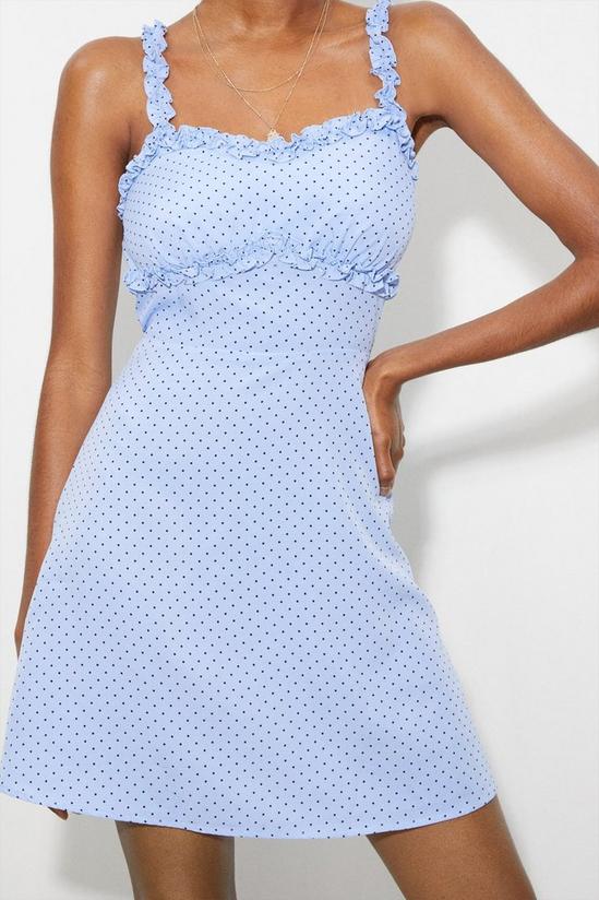Dorothy Perkins Tall Blue Spot Frill Cami Mini Dress 4