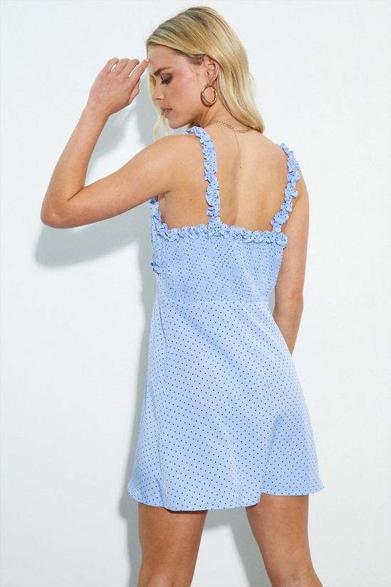 Dorothy Perkins Petite Blue Spot Frill Cami Mini Dress 3