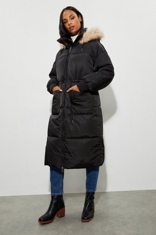 Dorothy Perkins Longline Faux Fur Hood Padded Coat 1