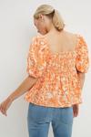 Dorothy Perkins Petite Floral Ruched Sleeve Top thumbnail 3