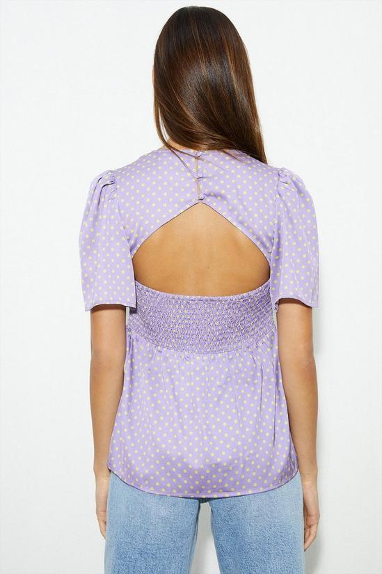 Dorothy Perkins Lilac Spot Satin Ruched Front Top 3