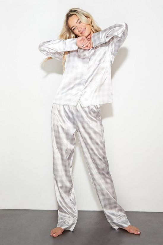 Dorothy Perkins Satin Gingham Shirt Pyjama Set 2