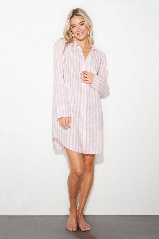 Dorothy Perkins Pink Stripe Revere Shirt Nightie 2