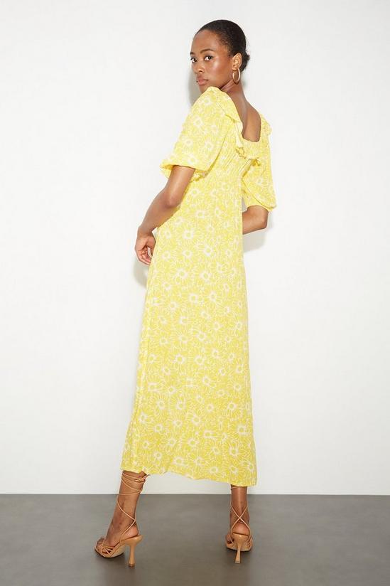 Dorothy Perkins Tall Yellow Floral Button Midi Dress 3