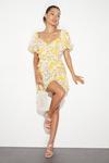 Dorothy Perkins Yellow Large Floral Ruched Mini Dress thumbnail 2