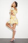 Dorothy Perkins Yellow Large Floral Ruched Mini Dress thumbnail 3