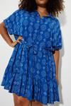 Dorothy Perkins Curve Blue Geo Floral Frill Hem Shirt Dress thumbnail 4
