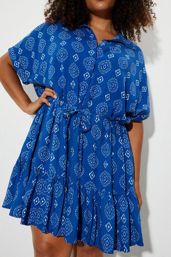 Dorothy Perkins Curve Blue Geo Floral Frill Hem Shirt Dress 4