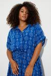 Dorothy Perkins Curve Blue Geo Floral Frill Hem Shirt Dress thumbnail 5