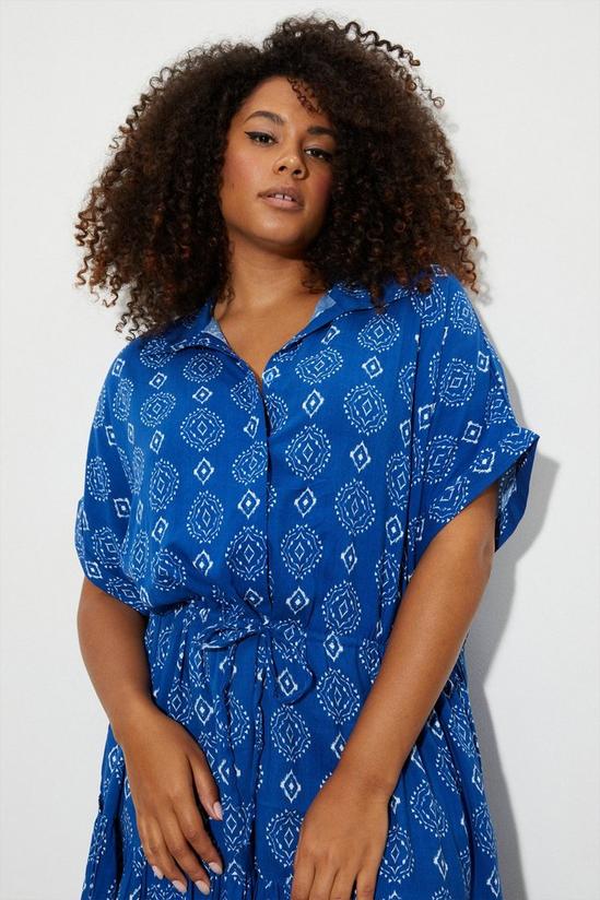 Dorothy Perkins Curve Blue Geo Floral Frill Hem Shirt Dress 5