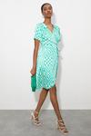 Dorothy Perkins Tall Green Geo Print Tie Front Shirt Dress thumbnail 1