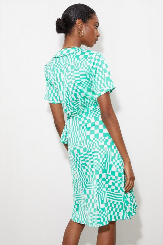 Dorothy Perkins Tall Green Geo Print Tie Front Shirt Dress 3