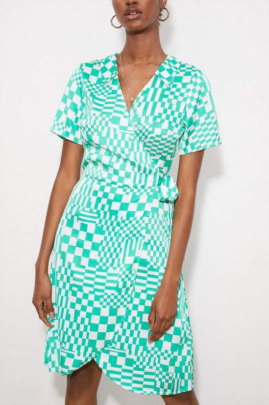 Dorothy Perkins Tall Green Geo Print Tie Front Shirt Dress 4