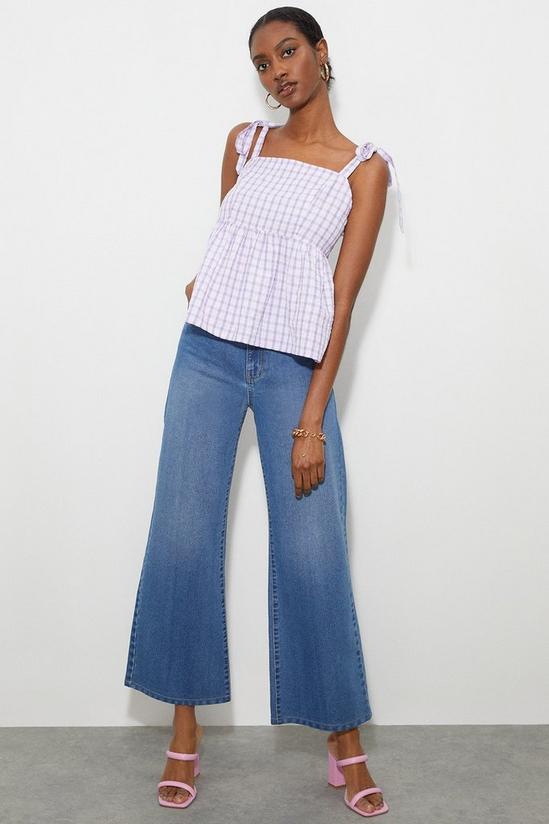 Dorothy Perkins Tall Lilac Gingham Tie Shoulder Top 2