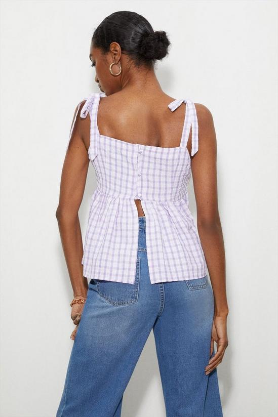 Dorothy Perkins Tall Lilac Gingham Tie Shoulder Top 3