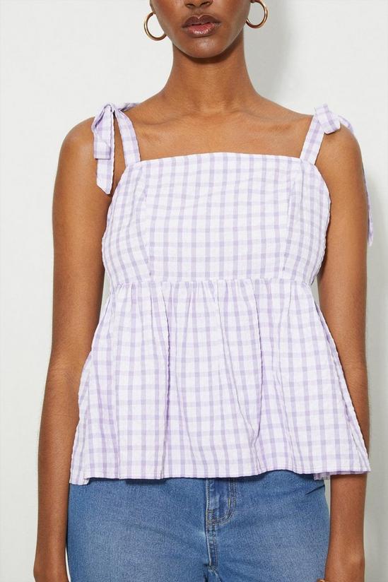 Dorothy Perkins Tall Lilac Gingham Tie Shoulder Top 4