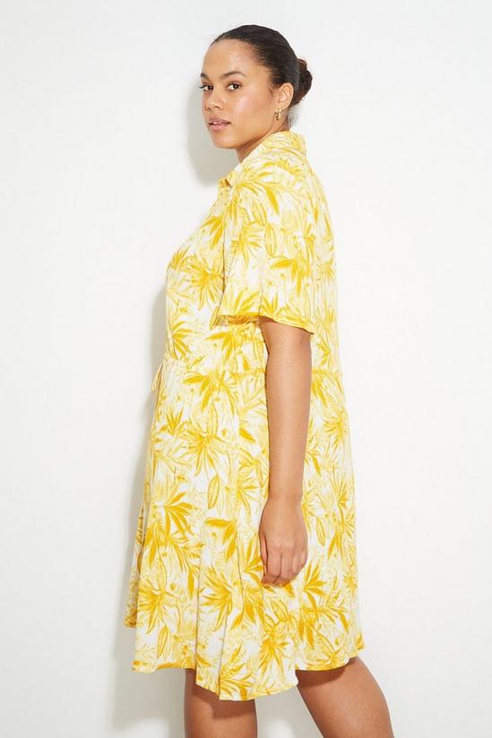 Dorothy Perkins Curve Yellow Tropical Tie Waist Shirt Dress 3