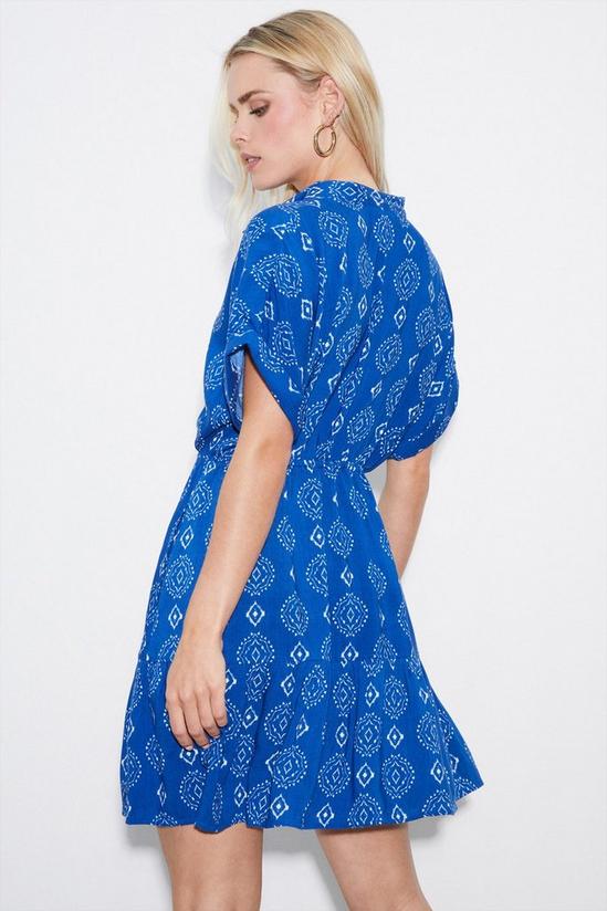 Dorothy Perkins Petite Blue Geo Floral Frill Hem Shirt Dress 3
