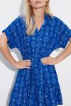 Dorothy Perkins Petite Blue Geo Floral Frill Hem Shirt Dress thumbnail 4