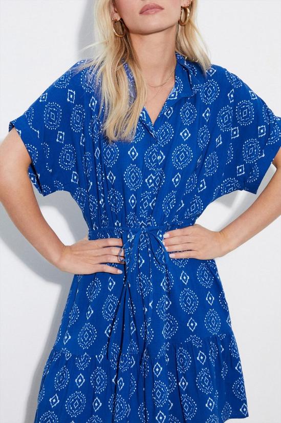 Dorothy Perkins Petite Blue Geo Floral Frill Hem Shirt Dress 4