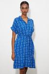 Dorothy Perkins Tall Blue Geo Floral Frill Hem Shirt Dress thumbnail 2