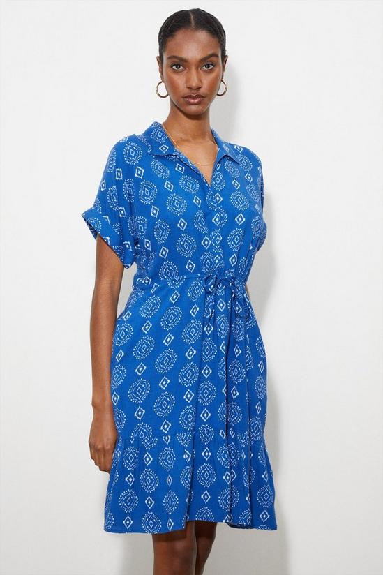 Dorothy Perkins Tall Blue Geo Floral Frill Hem Shirt Dress 2