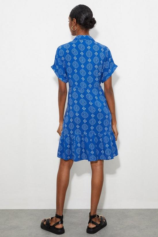 Dorothy Perkins Tall Blue Geo Floral Frill Hem Shirt Dress 3