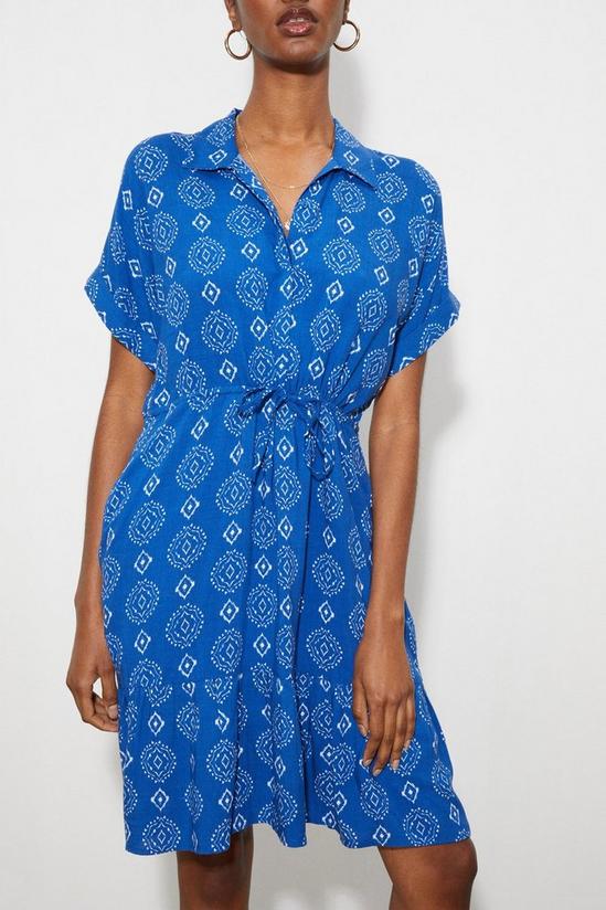 Dorothy Perkins Tall Blue Geo Floral Frill Hem Shirt Dress 4