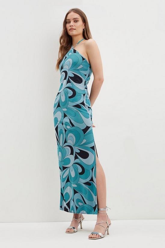 Dorothy Perkins Blue Swirl Print Halterneck Maxi Dress 2