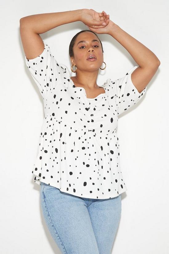 Dorothy Perkins Curve Ivory Spot Sweetheart Neck Top 2