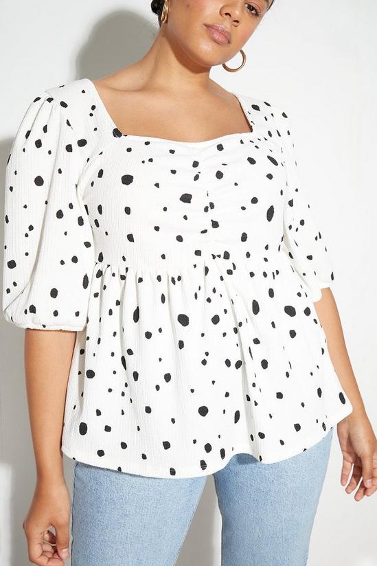 Dorothy Perkins Curve Ivory Spot Sweetheart Neck Top 4